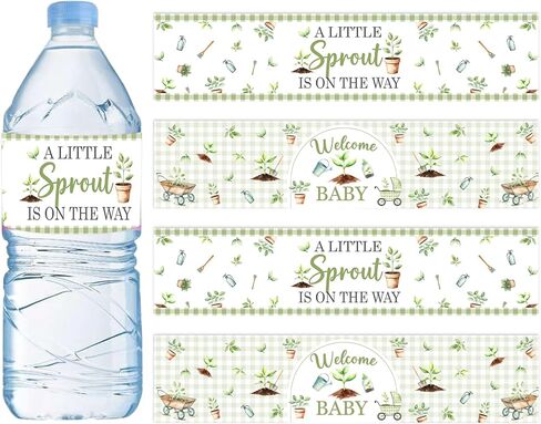 52 قطعة من ملصقات زجاجات مياه استحمام الطفل Little Sprout من Cheereveal، A Little Sprout على الطريق، ملصقات ملصقات ملصقات مغلفة للأطفال، مزرعة حديقة الربيع تحت عنوان الجنس تكشف عن ديكورات الحفلات in Saudi Arabia
