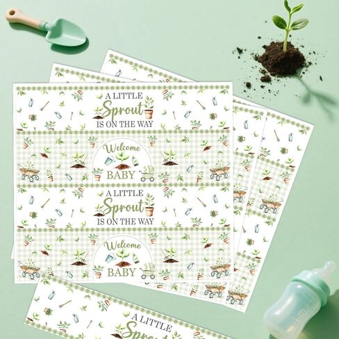 52 قطعة من ملصقات زجاجات مياه استحمام الطفل Little Sprout من Cheereveal، A Little Sprout على الطريق، ملصقات ملصقات ملصقات مغلفة للأطفال، مزرعة حديقة الربيع تحت عنوان الجنس تكشف عن ديكورات الحفلات in Saudi Arabia