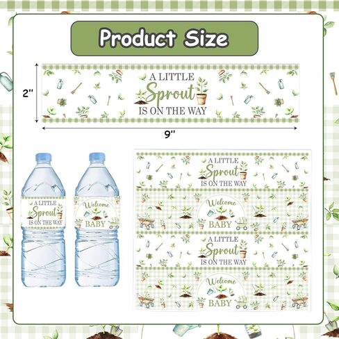 52 قطعة من ملصقات زجاجات مياه استحمام الطفل Little Sprout من Cheereveal، A Little Sprout على الطريق، ملصقات ملصقات ملصقات مغلفة للأطفال، مزرعة حديقة الربيع تحت عنوان الجنس تكشف عن ديكورات الحفلات in Saudi Arabia