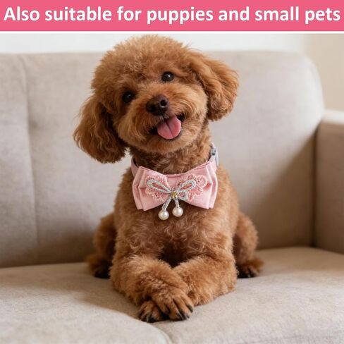 4 Pcs Cute Cat Collar Breakaway with Bow and Pearl Adjustable Pink Cat Collars for Girl Cats Adorable Kitten Collar Girl Cats Bows & Accessories in Saudi Arabia