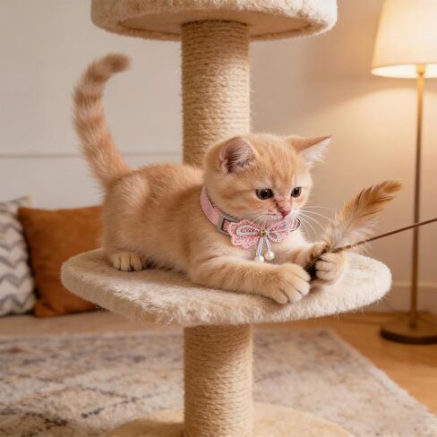 4 Pcs Cute Cat Collar Breakaway with Bow and Pearl Adjustable Pink Cat Collars for Girl Cats Adorable Kitten Collar Girl Cats Bows & Accessories in Saudi Arabia
