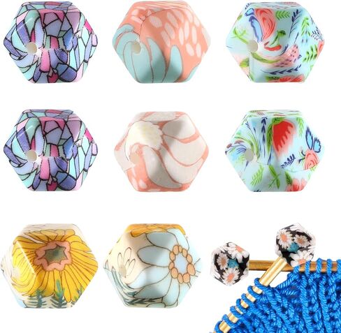 10 PCS Knitting Needle Stoppers, Hexagon Print Knitting Needle Point Protectors Silicone Knitting Needles End Caps Needles Tip Cover for Knitting Accessories in Saudi Arabia