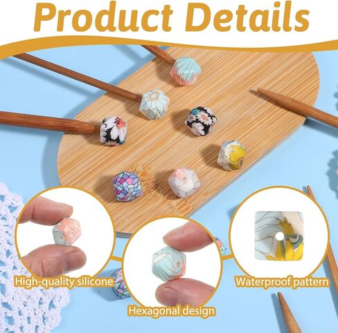 10 PCS Knitting Needle Stoppers, Hexagon Print Knitting Needle Point Protectors Silicone Knitting Needles End Caps Needles Tip Cover for Knitting Accessories in Saudi Arabia