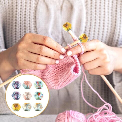 10 PCS Knitting Needle Stoppers, Hexagon Print Knitting Needle Point Protectors Silicone Knitting Needles End Caps Needles Tip Cover for Knitting Accessories in Saudi Arabia