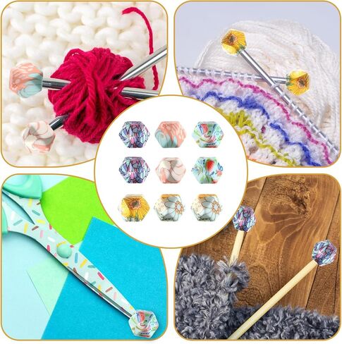 10 PCS Knitting Needle Stoppers, Hexagon Print Knitting Needle Point Protectors Silicone Knitting Needles End Caps Needles Tip Cover for Knitting Accessories in Saudi Arabia