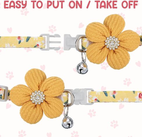 TIESOME 2Pcs Floral Dog Collar for Small Dogs, Adjustable Puppy Collar Cute Dog Collar with Bell for Girl Dog Collars Pet Collar in Saudi Arabia