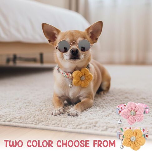 TIESOME 2Pcs Floral Dog Collar for Small Dogs, Adjustable Puppy Collar Cute Dog Collar with Bell for Girl Dog Collars Pet Collar in Saudi Arabia
