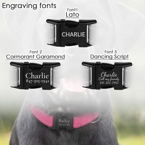 Personalized Dog Collar with Engraved Metal Buckle Reflective Cotton Custom Collar for Dogs Puppy with Name and Phone Number 8 Colors, 4 Sizes (Pink, S, 9"-12") in Saudi Arabia