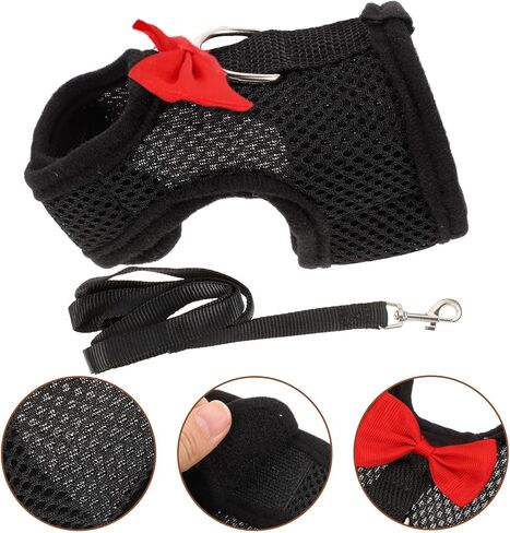 Adjustable Breathable Vest Harness Leash Set for Guinea Pigs and Rabbits, Chest 20-23cm, Dark Pet Walking Leash for Outdoor Use in Saudi Arabia