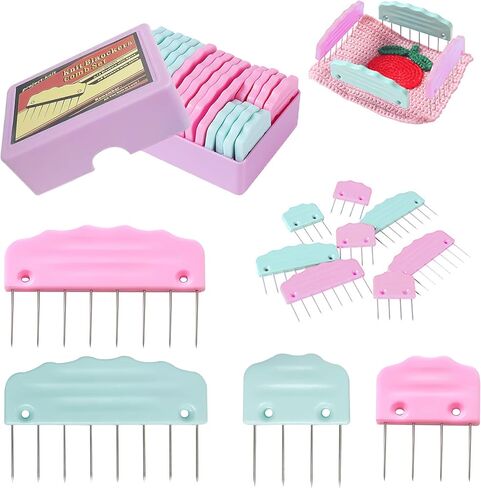 مجموعة دبابيس حجب الحياكة 20 قطعة، أمشاط حجب الحياكة لسجادات لوحة حجب الحياكة الكروشيه، دبابيس حجب متماسكة لمشاريع الكروشيه أداة مشاريع تطريز الدانتيل (وردي أزرق) in Kuwait