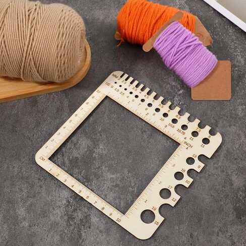 1 Pcs Wooden Knitting Crochet Gauge Ruler Needle Gauge Sizer Stitch Square Counter Spinner Yarn Needle Measuring Tool Quick Gauge Ruler Knitting Accessories for Craft Handmade in Saudi Arabia
