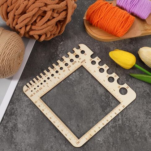 1 Pcs Wooden Knitting Crochet Gauge Ruler Needle Gauge Sizer Stitch Square Counter Spinner Yarn Needle Measuring Tool Quick Gauge Ruler Knitting Accessories for Craft Handmade in Saudi Arabia