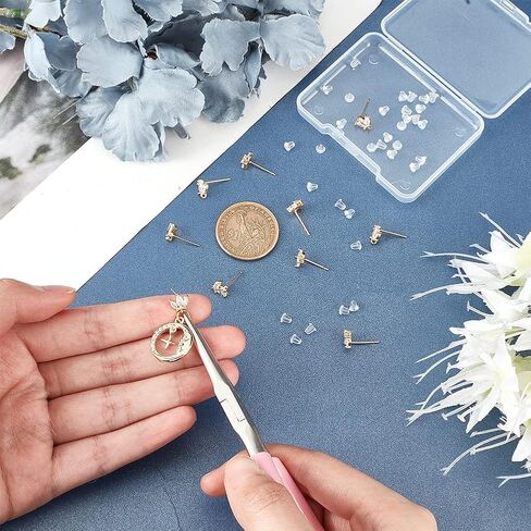 DICOSMETIC 12Pcs Flower Earrings Findings 18K Gold Plated Cubic Zirconia Stud With Loops, Rhinestone Posts, Brass Studs With Ear Nuts for DIY Jewelry Making, Pin: 0.8mm in Saudi Arabia