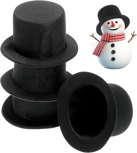 قبعات علوية سوداء صغيرة من Angoily، 4 قطع من قبعات رجل الثلج للحرف اليدوية، قبعة سانتا الرسمية الصغيرة لتماثيل رجل الثلج، قبعات صغيرة للحيوانات الأليفة مصنوعة يدويًا للكلاب أو القطط لتزيين شعر حفلات عيد الميلاد in Kuwait