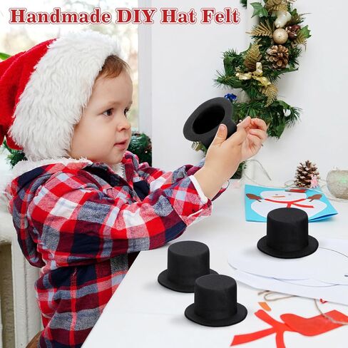 قبعات علوية سوداء صغيرة من Angoily، 4 قطع من قبعات رجل الثلج للحرف اليدوية، قبعة سانتا الرسمية الصغيرة لتماثيل رجل الثلج، قبعات صغيرة للحيوانات الأليفة مصنوعة يدويًا للكلاب أو القطط لتزيين شعر حفلات عيد الميلاد in Kuwait