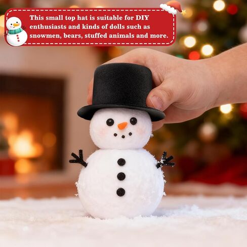 قبعات علوية سوداء صغيرة من Angoily، 4 قطع من قبعات رجل الثلج للحرف اليدوية، قبعة سانتا الرسمية الصغيرة لتماثيل رجل الثلج، قبعات صغيرة للحيوانات الأليفة مصنوعة يدويًا للكلاب أو القطط لتزيين شعر حفلات عيد الميلاد in Kuwait