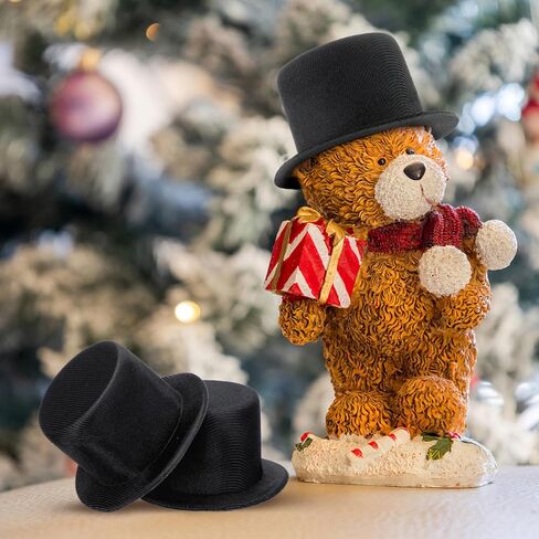 قبعات علوية سوداء صغيرة من Angoily، 4 قطع من قبعات رجل الثلج للحرف اليدوية، قبعة سانتا الرسمية الصغيرة لتماثيل رجل الثلج، قبعات صغيرة للحيوانات الأليفة مصنوعة يدويًا للكلاب أو القطط لتزيين شعر حفلات عيد الميلاد in Kuwait