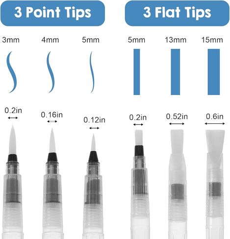 9pcs Refillable Watercolor Brush Pens, Ymapinc Leak Proof Paint Pen, Fine Tip Artist Brushes for Acrylic/Gouache, Portable Travel Watercolor Supplies for Artists & Beginners in Saudi Arabia