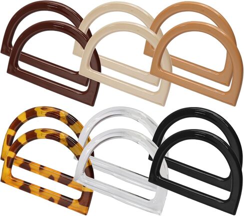 Zorfeter 12 Pack D Shape Purse Handles, 6 Colored Bag Handles for DIY Bag Making/Beach Bag in Saudi Arabia