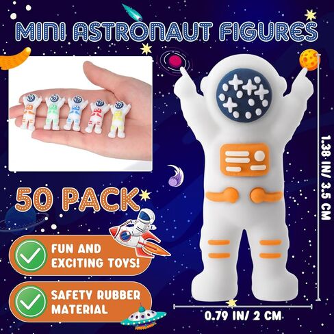 50 Pcs Mini Astronaut Figurines, Miniature Astronaut Toy Spaceman Figures for Kids Space Party Favor Easter Egg Stuffers Birthday Piñata Classroom Gift Prize Reward Goodie Bag (Multicolor) in Saudi Arabia