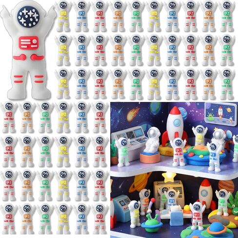 50 Pcs Mini Astronaut Figurines, Miniature Astronaut Toy Spaceman Figures for Kids Space Party Favor Easter Egg Stuffers Birthday Piñata Classroom Gift Prize Reward Goodie Bag (Multicolor) in Saudi Arabia