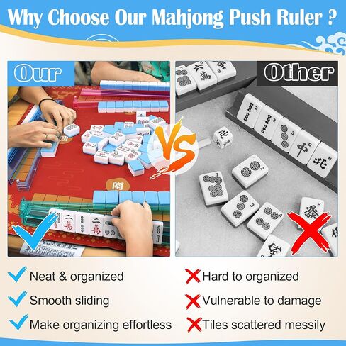 Coolrunner 4PCS Mahjong Racks with Pushers, Mahjong All-in-One Tile Rack & Pusher Acrylic American Majiang Tile Racks, Multi Color Acrylic Mahjong Racks with 2 Sets 4 Colors Bingo Chips and 4pcs dice in Saudi Arabia