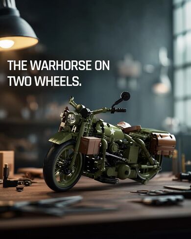 Nifeliz Motorcycle WLA Model Toy for Adults, Classic Military Bike Building Set with Authentic Features, Collectible Display Gift (833 PCS, NF10333) in Saudi Arabia