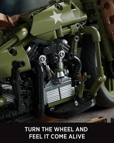 Nifeliz Motorcycle WLA Model Toy for Adults, Classic Military Bike Building Set with Authentic Features, Collectible Display Gift (833 PCS, NF10333) in Saudi Arabia