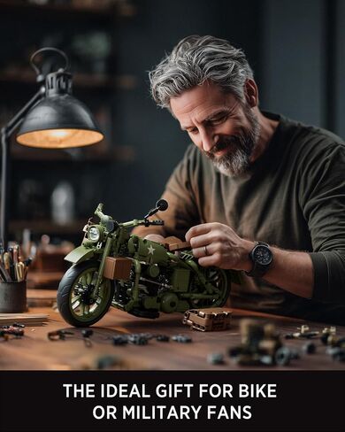 Nifeliz Motorcycle WLA Model Toy for Adults, Classic Military Bike Building Set with Authentic Features, Collectible Display Gift (833 PCS, NF10333) in Saudi Arabia