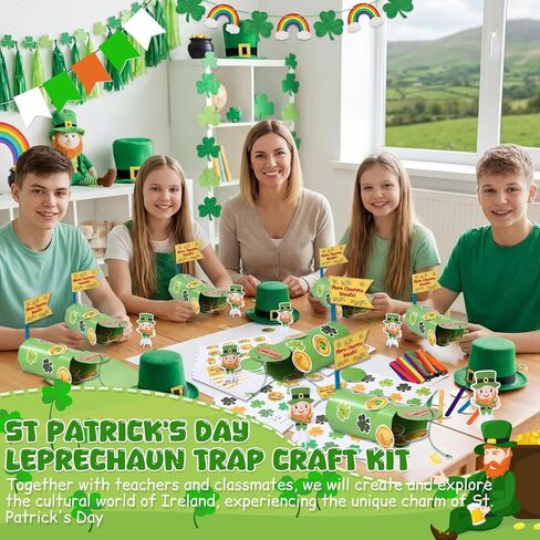 Hollowfly 24 Sets St Patrick's Day Leprechaun Trap Kit Make a Trap to Catch a Leprechaun for St Patrick's Day Decorations Irish Home Festival Party Decor Gifts Classroom Activity Toys Gifts in Saudi Arabia