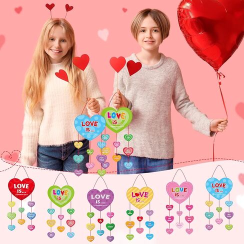 Pasimy 24 مجموعة من مجموعات الحرف اليدوية لعيد الحب الديني، حلي معلقة على شكل قلب عيد الحب، هدايا دينية ملونة يمكنك صنعها بنفسك، اصنع ديكور قلبك الخاص لأنشطة مشروع المنزل والفصل الدراسي in Saudi Arabia