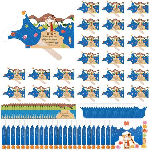 24 مجموعة من أدوات فراق البحر الأحمر الحرفية، الحرف الدينية DIY، هدايا إيمان يسوع، مشروع فني للكتاب المقدس المسيحي لأنشطة مجموعات الكنيسة في مدرسة الأحد VBS، هدية إبداعية in Kuwait