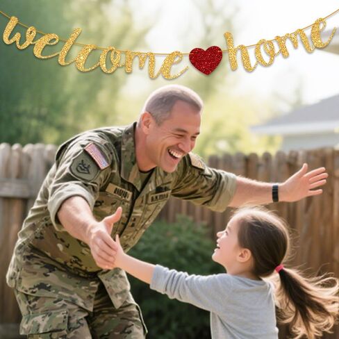 Welcome Home Decorations, Welcome Banner Homecoming Party Sign Decorations for Military Army Homecoming Housewarming Family Reunion, Welcoming the New Baby, Back to School Banner Gold Glitter Banners in Saudi Arabia