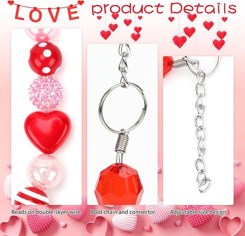 BWOGUE Valentine's Day Adjustable Bubblegum Dog Collar Necklace - Valentine’s Day Pet Collar Jewelry for Medium Large Dogs, Cute Sparkly Dogs Accessory for Birthday & Daily Wear (XL,17.5"-20.5") in Saudi Arabia