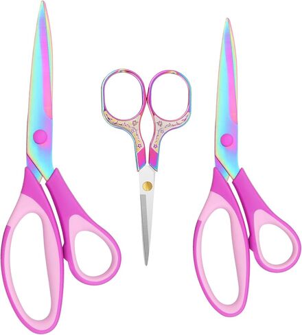 Fabric Scissors, Dressmaking with Titanium Plated Stainless Steel, Tailor Scissors for Cutting Fabrics and Leather, for Household Use，Set of 3 in Saudi Arabia