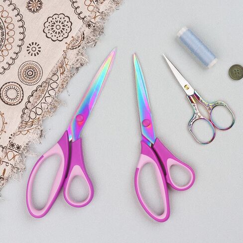 Fabric Scissors, Dressmaking with Titanium Plated Stainless Steel, Tailor Scissors for Cutting Fabrics and Leather, for Household Use，Set of 3 in Saudi Arabia