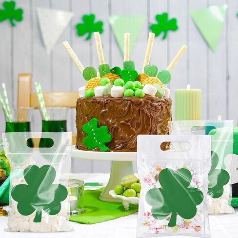 Whaline 50 قطعة من أكياس السيلوفان ذات السحاب لعيد القديس باتريك، أكياس حلوى شفافة مع مقابض، حقيبة حلوى نبات النفل الأخضر، حقيبة جودي لحفلات العطلات الأيرلندية، هدايا تبادل الفصول الدراسية in Saudi Arabia