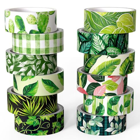 Green Plant Washi Tape Set, 12 Rolls Botanical Tape Green Leaves Decorative Tape Spring Tropical Masking Tapes for Journaling, Scrapbooking, Planners & DIY Crafts, Gift Wrapping in Saudi Arabia