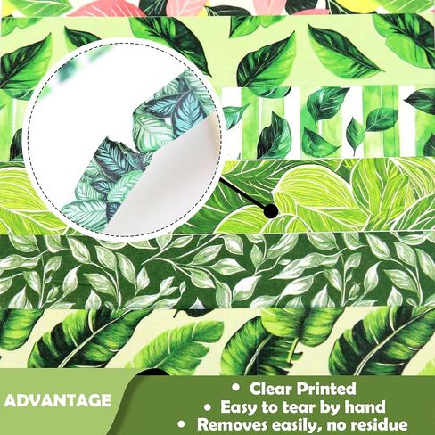 Green Plant Washi Tape Set, 12 Rolls Botanical Tape Green Leaves Decorative Tape Spring Tropical Masking Tapes for Journaling, Scrapbooking, Planners & DIY Crafts, Gift Wrapping in Saudi Arabia