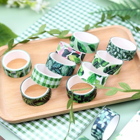 Green Plant Washi Tape Set, 12 Rolls Botanical Tape Green Leaves Decorative Tape Spring Tropical Masking Tapes for Journaling, Scrapbooking, Planners & DIY Crafts, Gift Wrapping in Saudi Arabia