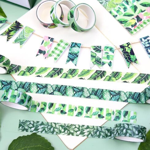 Green Plant Washi Tape Set, 12 Rolls Botanical Tape Green Leaves Decorative Tape Spring Tropical Masking Tapes for Journaling, Scrapbooking, Planners & DIY Crafts, Gift Wrapping in Saudi Arabia