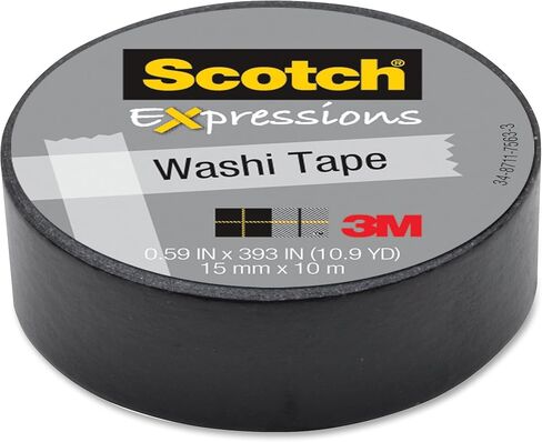 3M C314-BLK Washi Tape, 0.59-Inch x 393-Inch, Black in Saudi Arabia