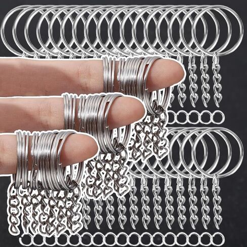 50Pcs Keychains with Chain and Jump Rings, Split Key Ring with Chain Heavy-Duty Keychain Rings Bulk for Craft Making Keyrings Kit (8.5cm) in Saudi Arabia