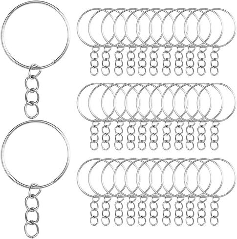 50Pcs Keychains with Chain and Jump Rings, Split Key Ring with Chain Heavy-Duty Keychain Rings Bulk for Craft Making Keyrings Kit (8.5cm) in Saudi Arabia