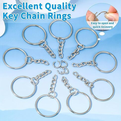 50Pcs Keychains with Chain and Jump Rings, Split Key Ring with Chain Heavy-Duty Keychain Rings Bulk for Craft Making Keyrings Kit (8.5cm) in Saudi Arabia