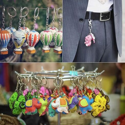 50Pcs Keychains with Chain and Jump Rings, Split Key Ring with Chain Heavy-Duty Keychain Rings Bulk for Craft Making Keyrings Kit (8.5cm) in Saudi Arabia