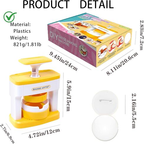 آلة صنع الأزرار SolaceShine، 55 مم (2.16 بوصة) أجزاء الأزرار DIY آلة ضغط شارة الدبوس الجديدة مع 48 قطعة من صانع الأزرار لصانع الدبابيس في عيد الميلاد وأعياد الميلاد وعيد الشكر وهدية عيد الحب in Kuwait