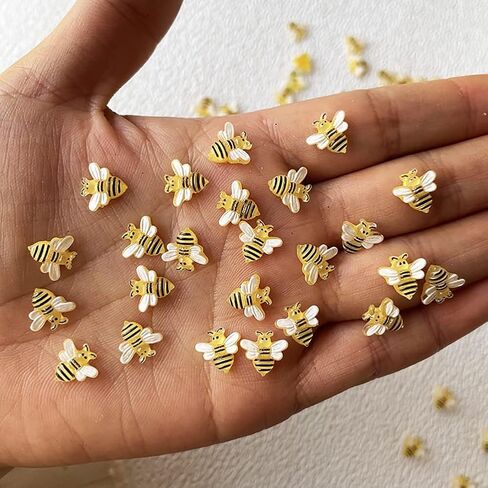 30Pcs Yellow Resin Bees, Small Honeybee Nail Charms, Bumblebee Flatbacks, Ornaments, Embellishments, Nail Art Decorations in Saudi Arabia