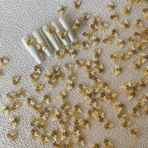 30Pcs Yellow Resin Bees, Small Honeybee Nail Charms, Bumblebee Flatbacks, Ornaments, Embellishments, Nail Art Decorations in Saudi Arabia
