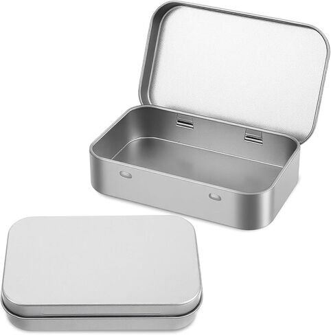 Nogeqi 2 pcs Metal Tin Box, Rectangular Metal Storage Box, Small Boxes with Lid, Empty Hinged Tin Container, Mini Small Storage Kit for Jewelry Eraser Candy Craft Organize (Matte Silver) in Saudi Arabia